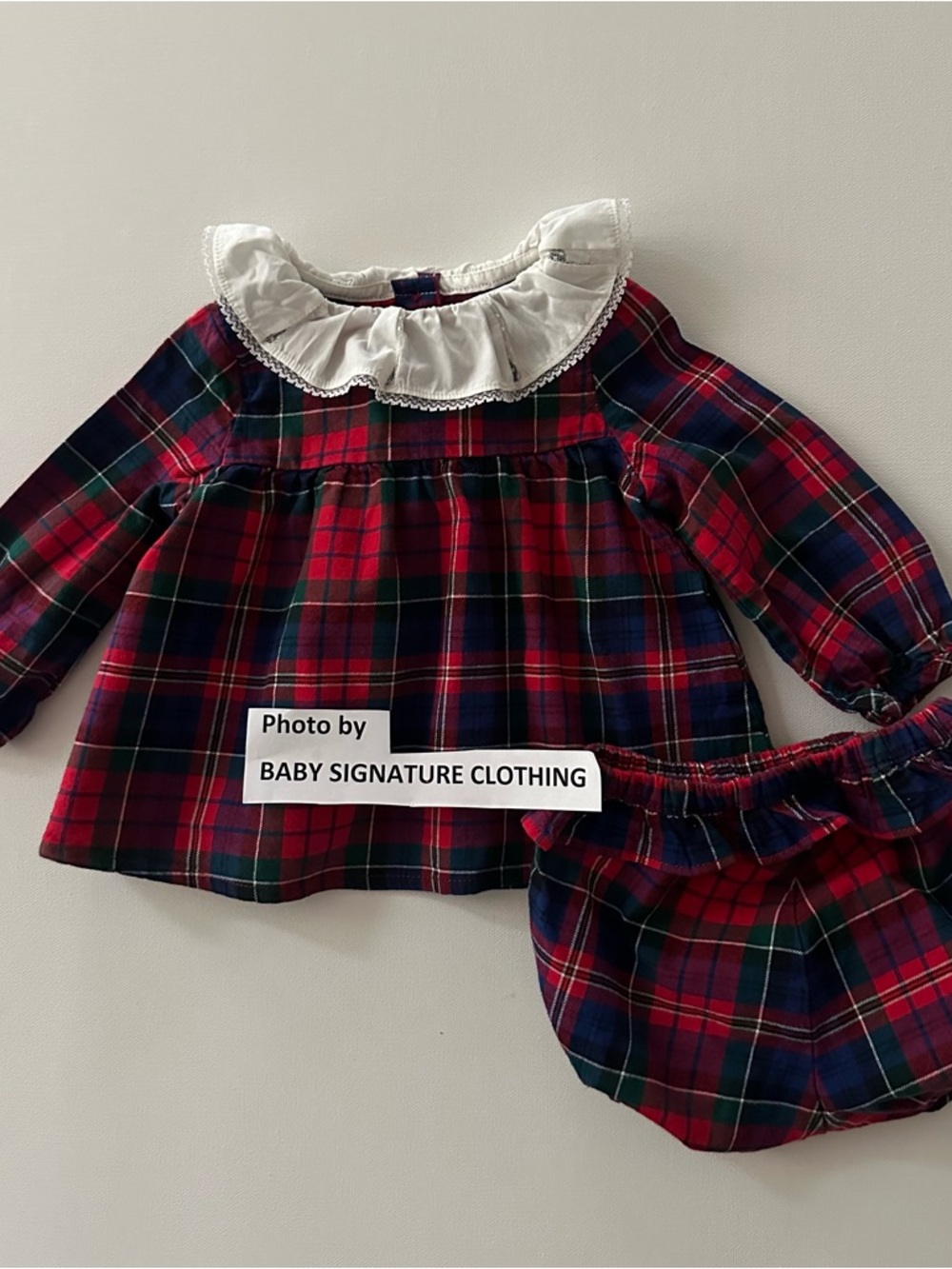 Janie and Jack 6-12 Months Baby Girl Red  Plaid Top Set Holiday Christmas